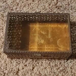 VINTAGE glass top jewelry box